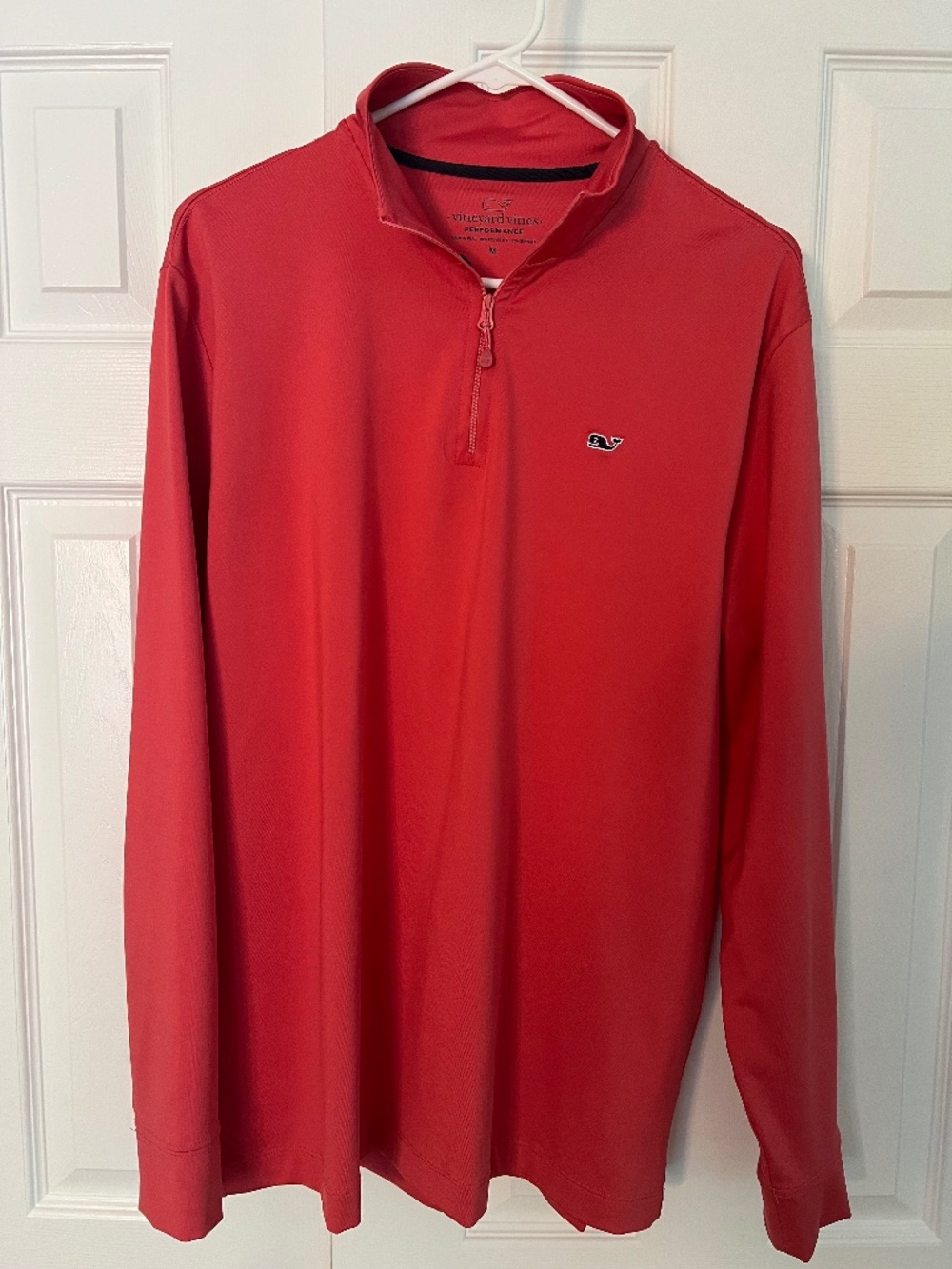 Coral Mens Medium Vineyard Vines Performance Long Sleeve Quarter Zip